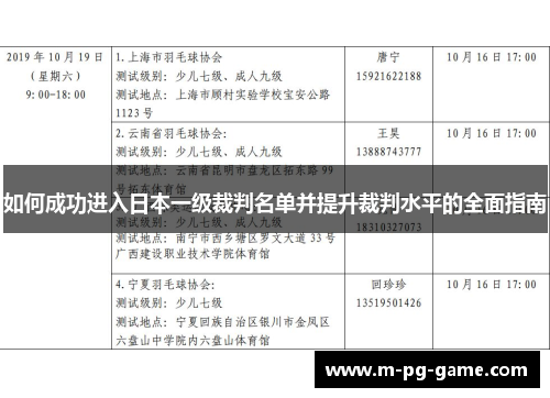 如何成功进入日本一级裁判名单并提升裁判水平的全面指南